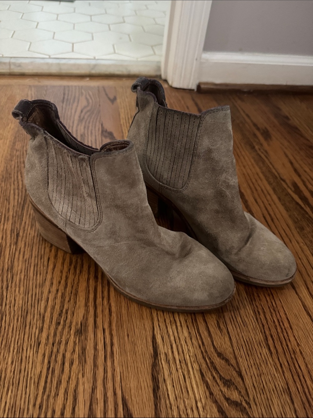 Sofft Women's Suede Ankle Booties in Taupe